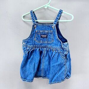 Vintage Tide Label Oshkosh Baby Denim Blue Jean Overall Dress‎ Skirtall Size 24M